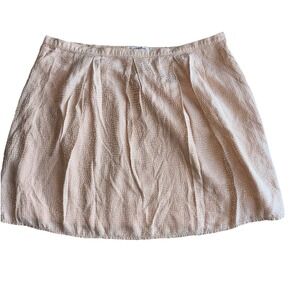 Broadway & Broome 100% Silk Peach Stamped Mini Skirt Sz 10 Coquette Girly Preppy